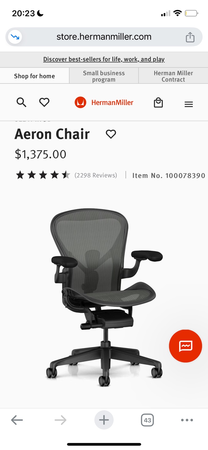 Herman Miller Aeron Chair size B