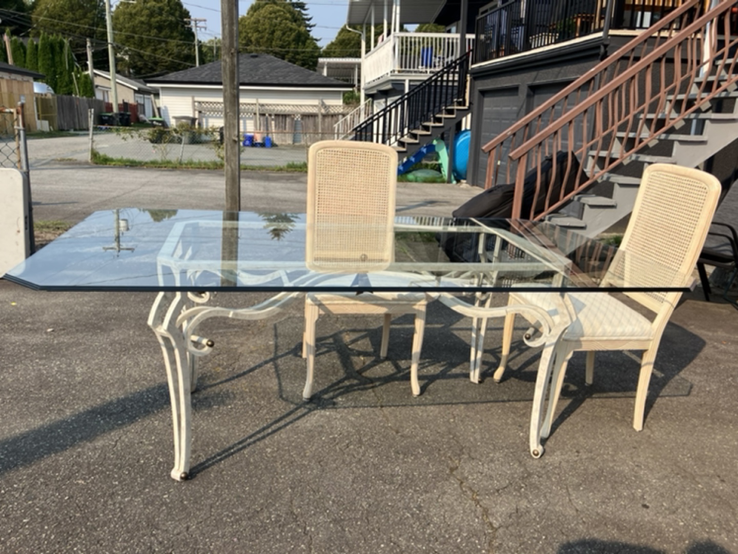 Glass top dining table and chairs