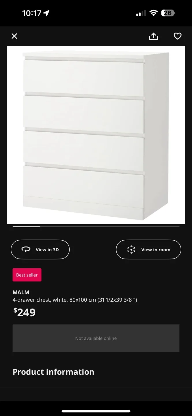 IKEA MALM 4-drawer Chest image indicator(2)