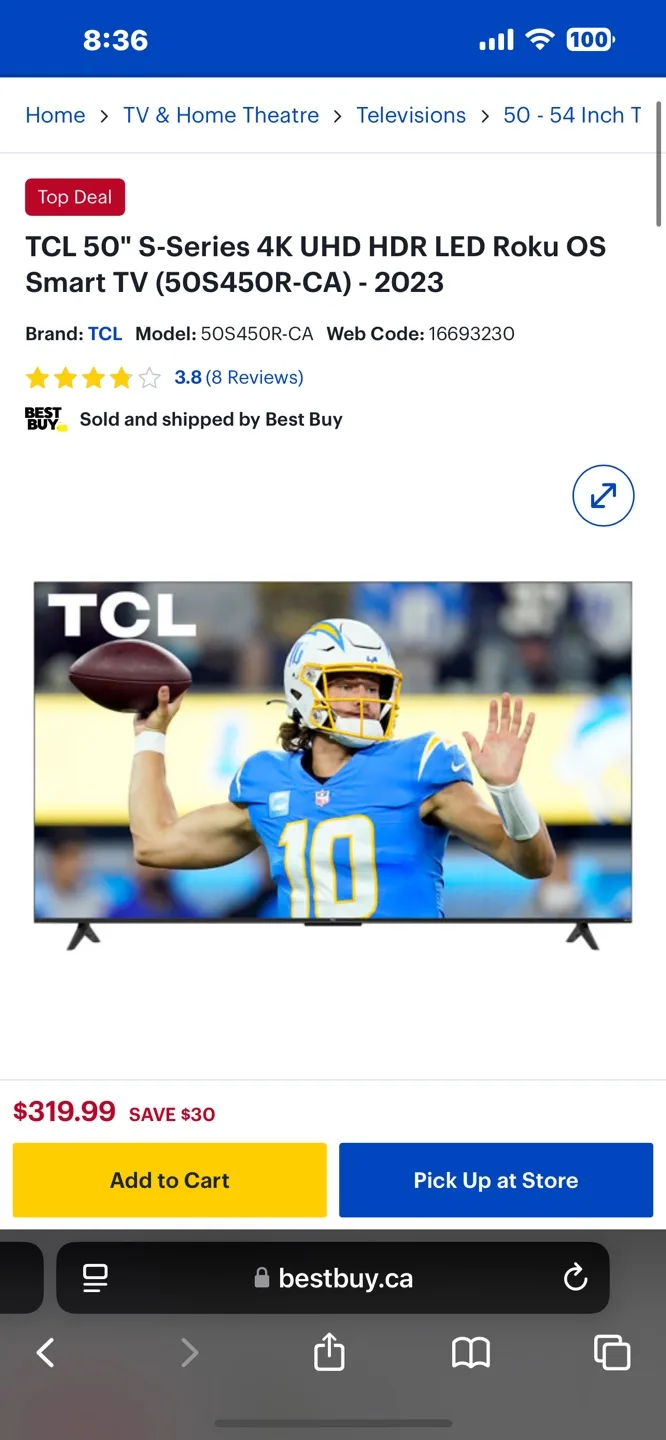 TCL 50" S-Series 4K UHD HDR LED Roku OS Smart TV (50S450R-CA) image indicator(2)