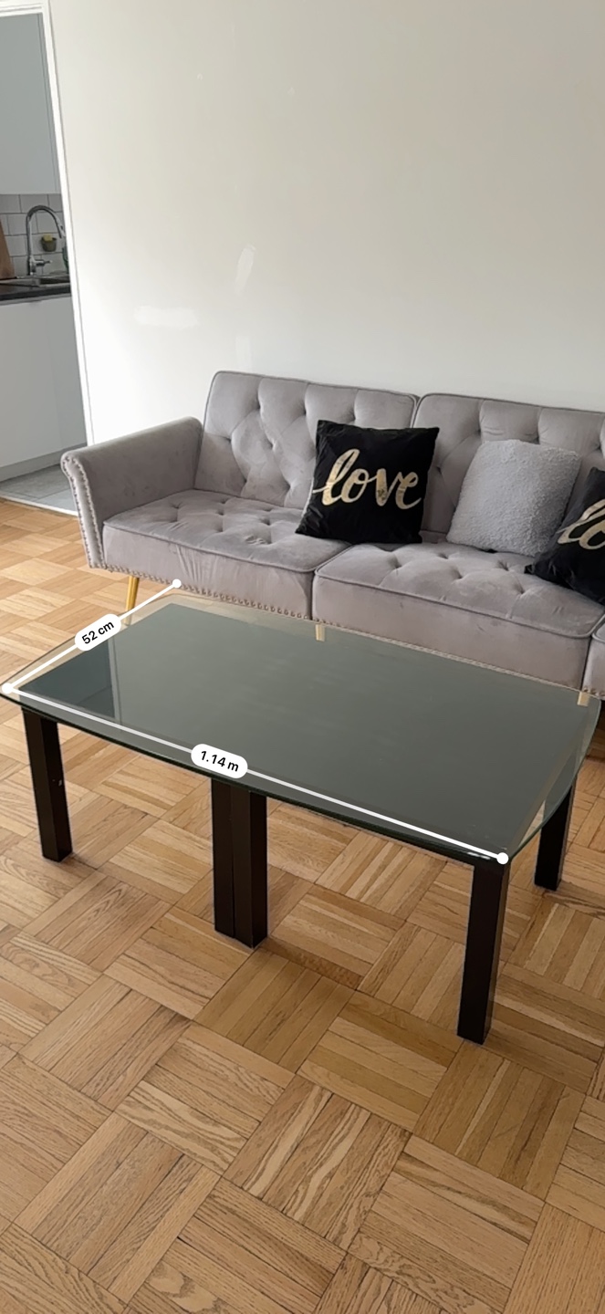 Glass Coffee Table with Black Legs