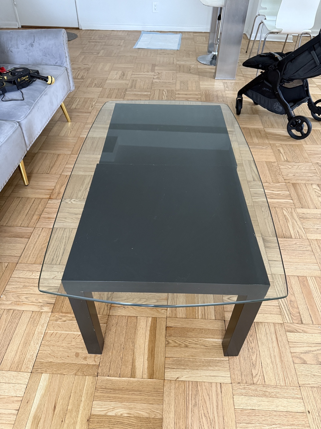 Glass Coffee Table with Black Legs - photo 2
