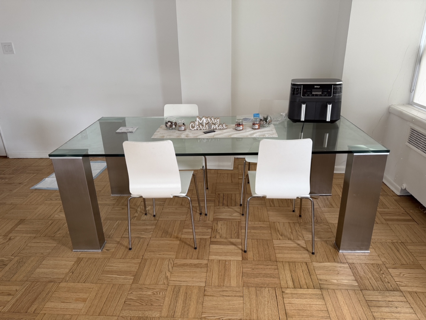 Glass Dining Table with Metal Legs - photo 2