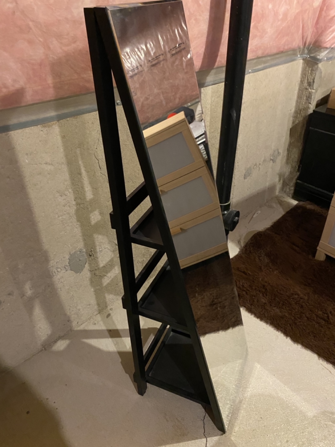 Full Length Mirror with Storage Shelves