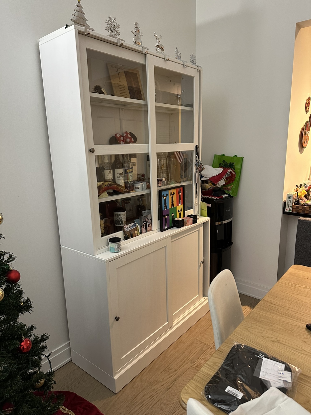 White Cabinet with Glass Doors