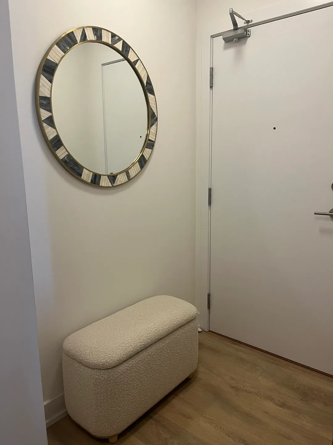 CB2 Grace Inlay Round Wall Mirror 32” image indicator(2)