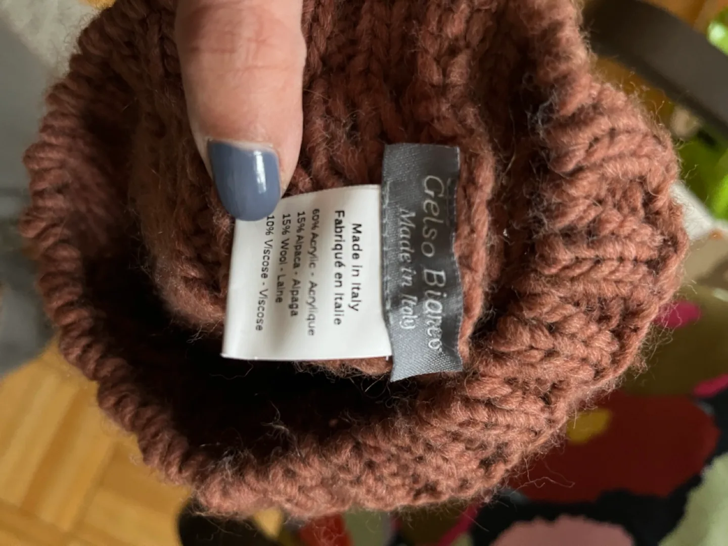 Brown Knit Beanie with Faux Fur Pom Pom image indicator(2)