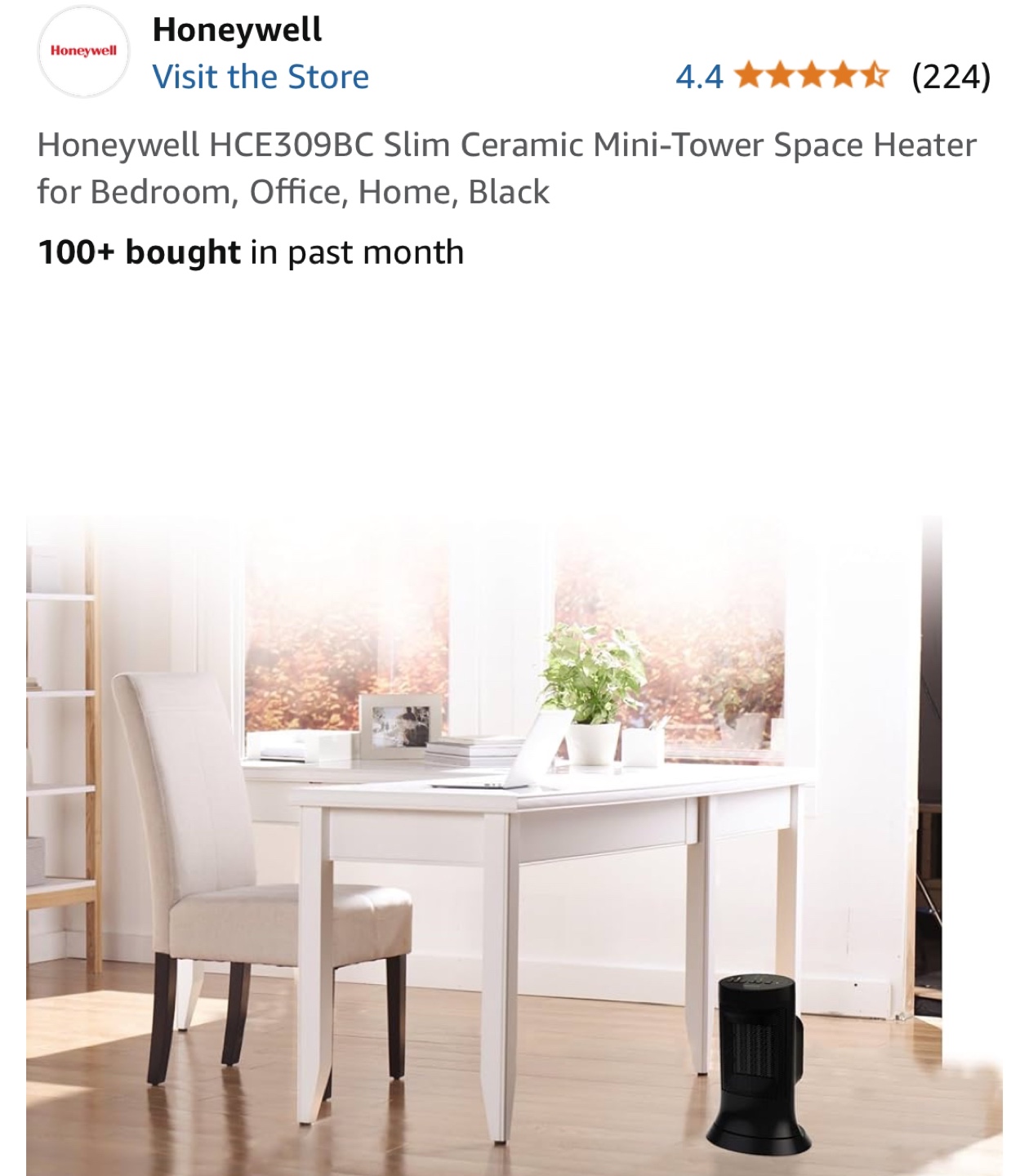 Honeywell HCE309BC Slim Ceramic Mini-Tower Space Heater - photo 4