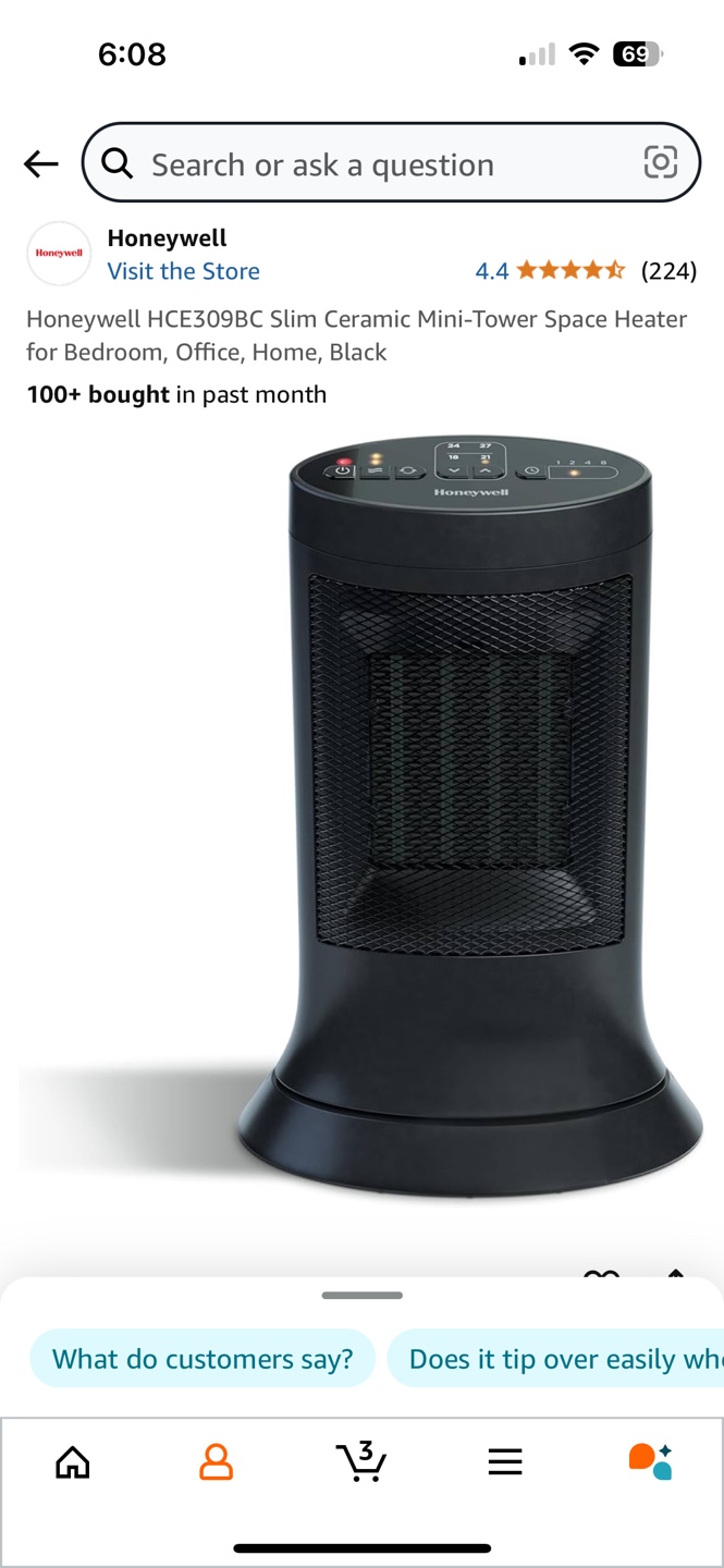 Honeywell HCE309BC Slim Ceramic Mini-Tower Space Heater - photo 2