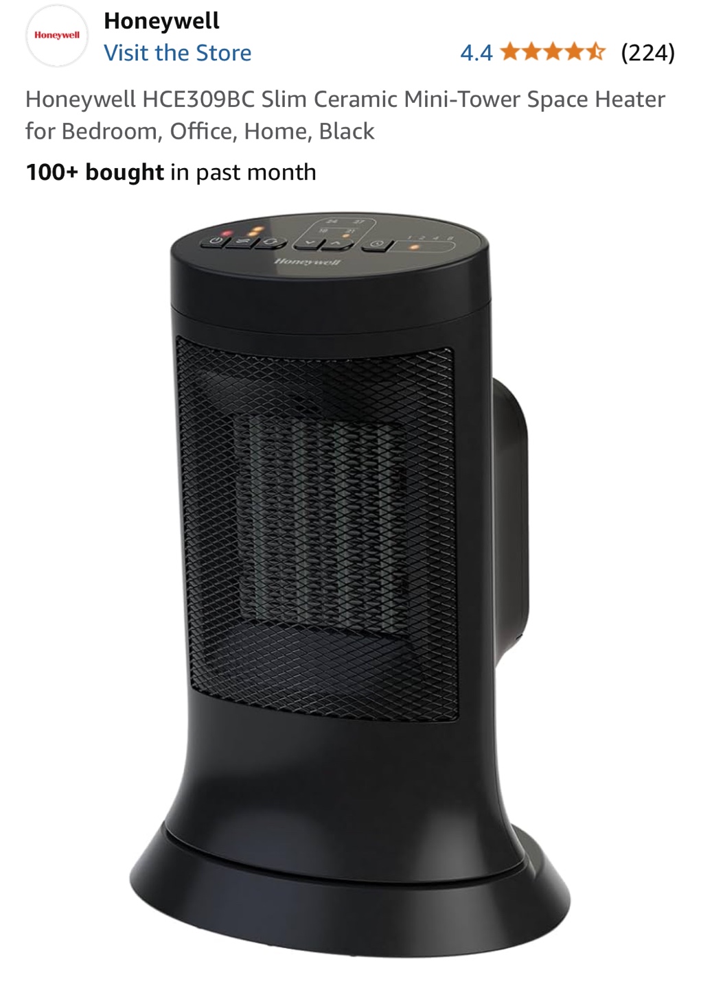 Honeywell HCE309BC Slim Ceramic Mini-Tower Space Heater - photo 5