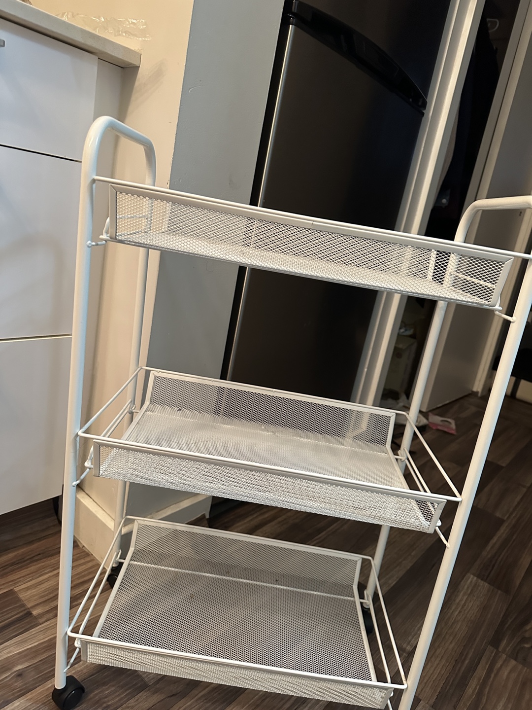 IKEA White Rolling Cart with 3 Wire Baskets