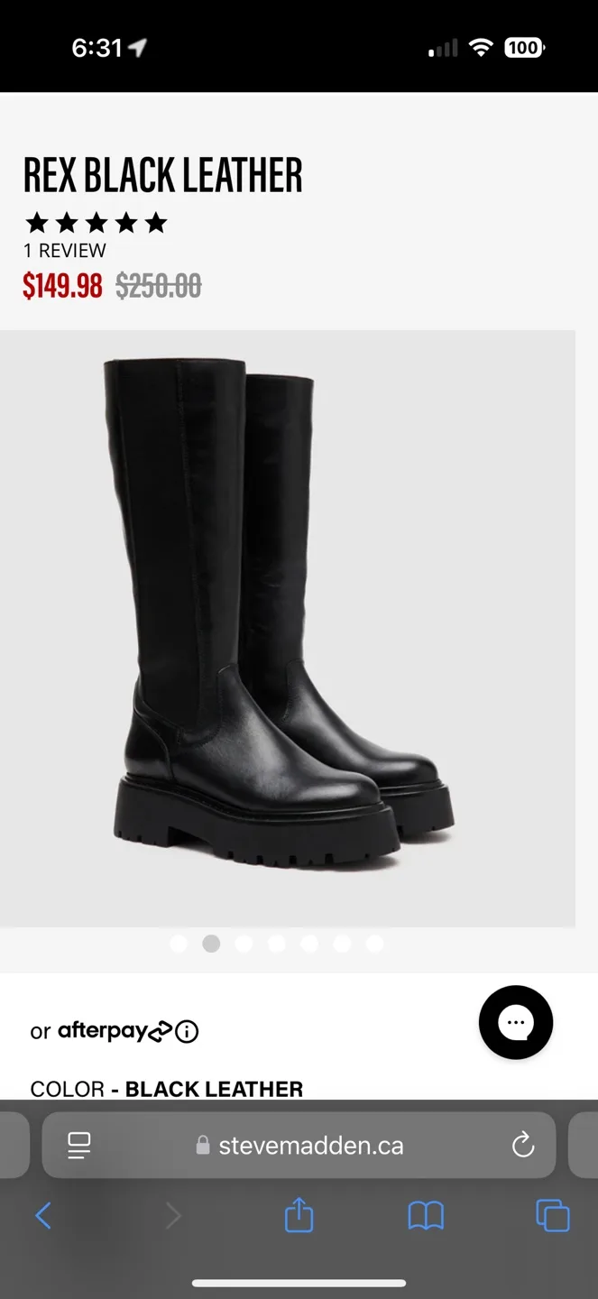 Steve Madden Waterproof Black Leather Boots image indicator(4)