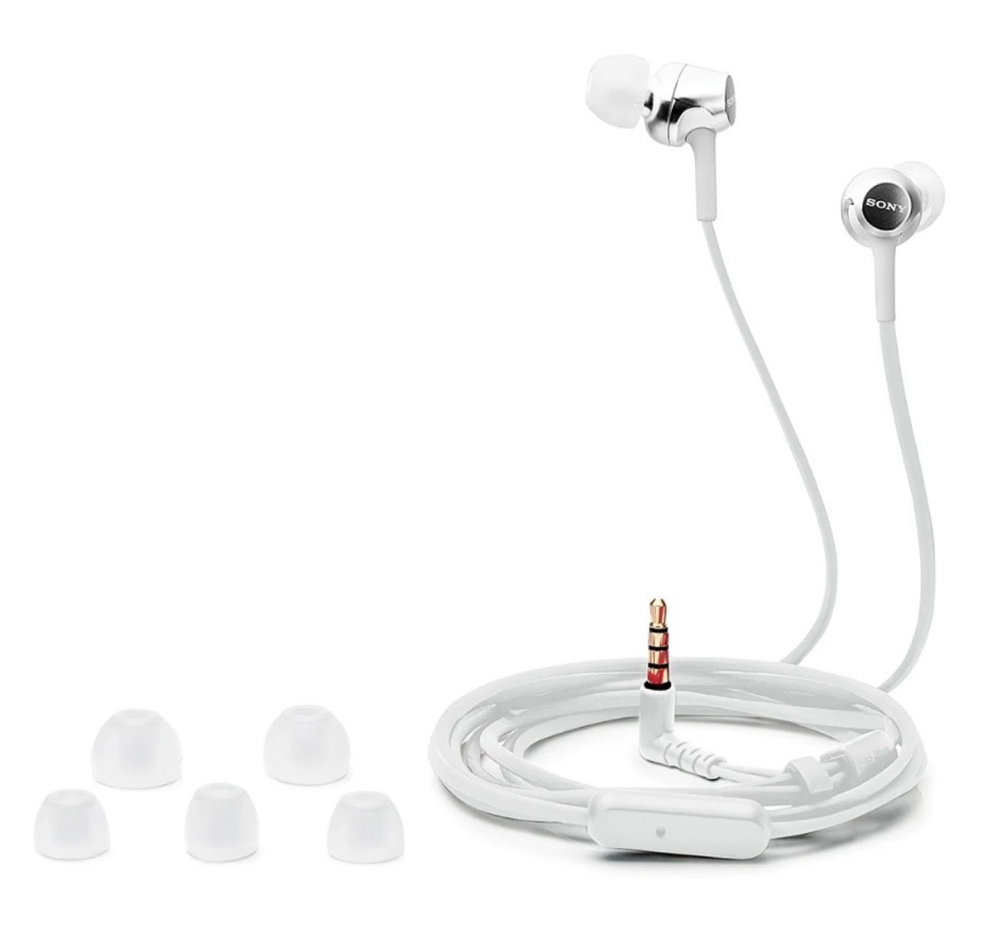 Sony White MDR-EX155AP In-Ear Headphones with Mic