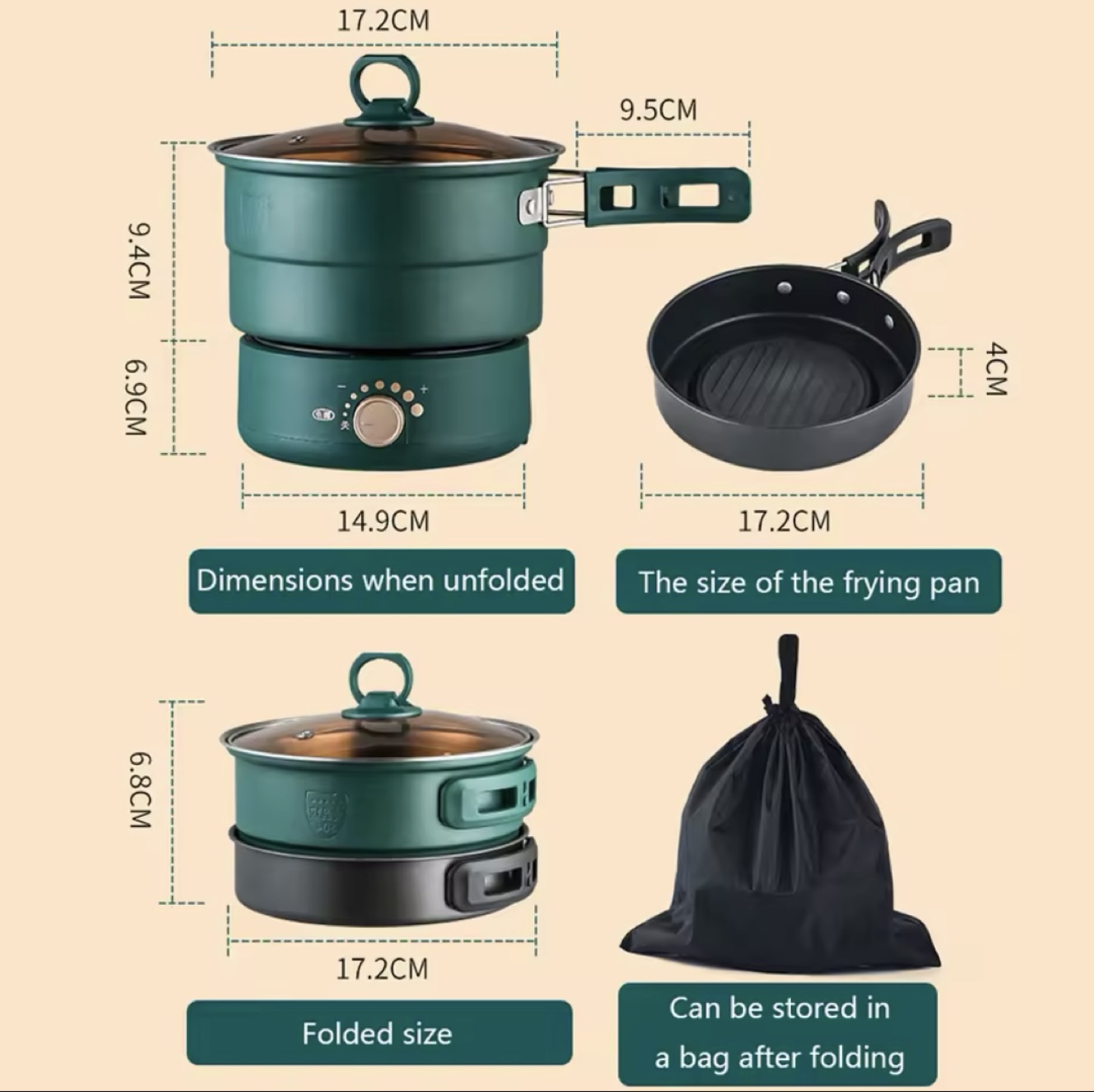Portable Electric Cooking Hot Plate with Pot and Frying Pan - photo 2