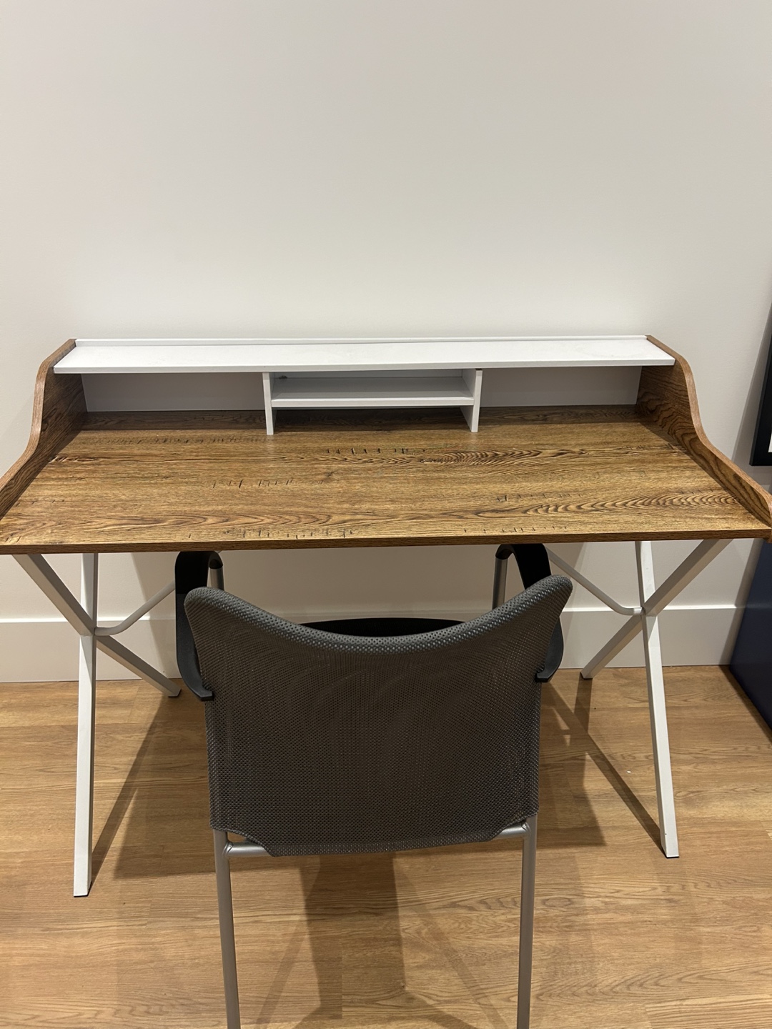 White and Brown Desk with Shelf - photo 2