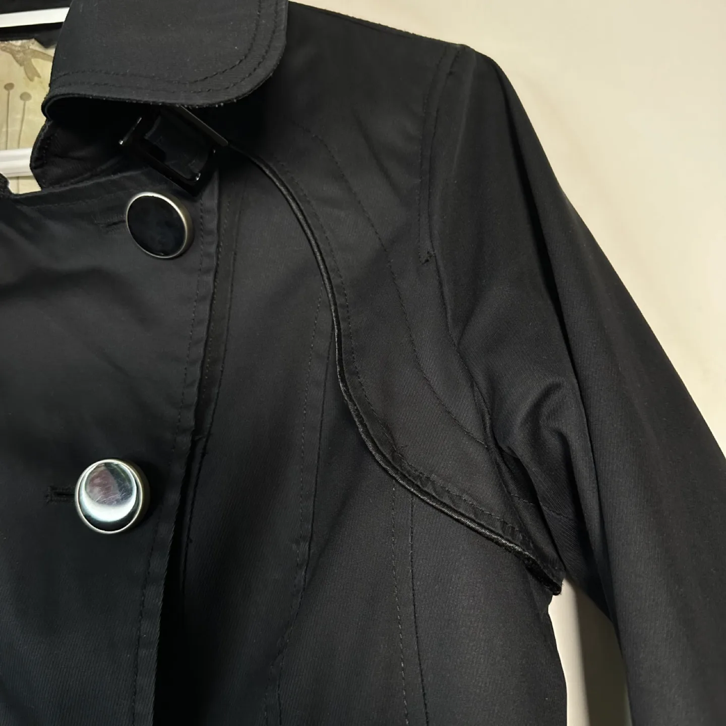 Soia & Kyo Black Double Breasted Trench Coat Size Small image indicator(7)