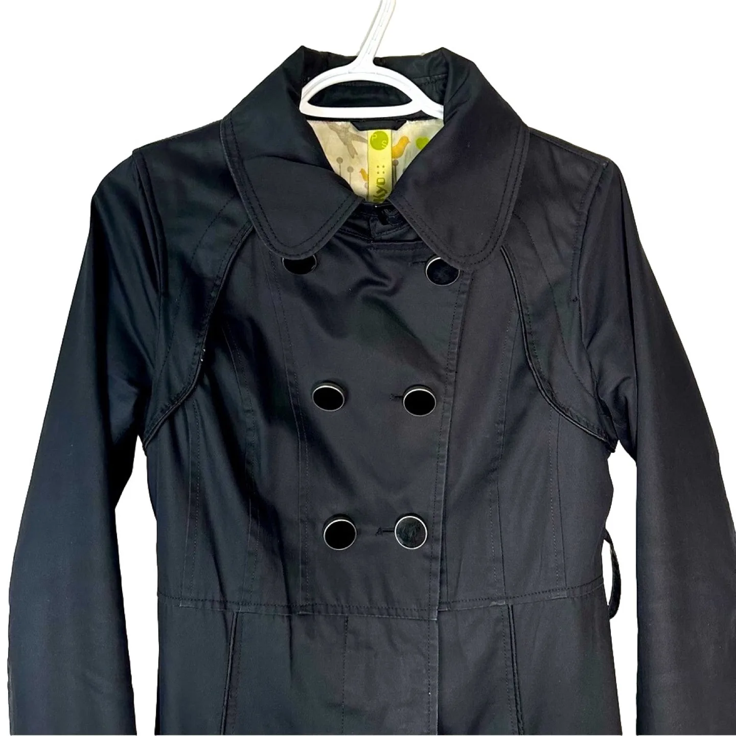 Soia & Kyo Black Double Breasted Trench Coat Size Small image indicator(2)