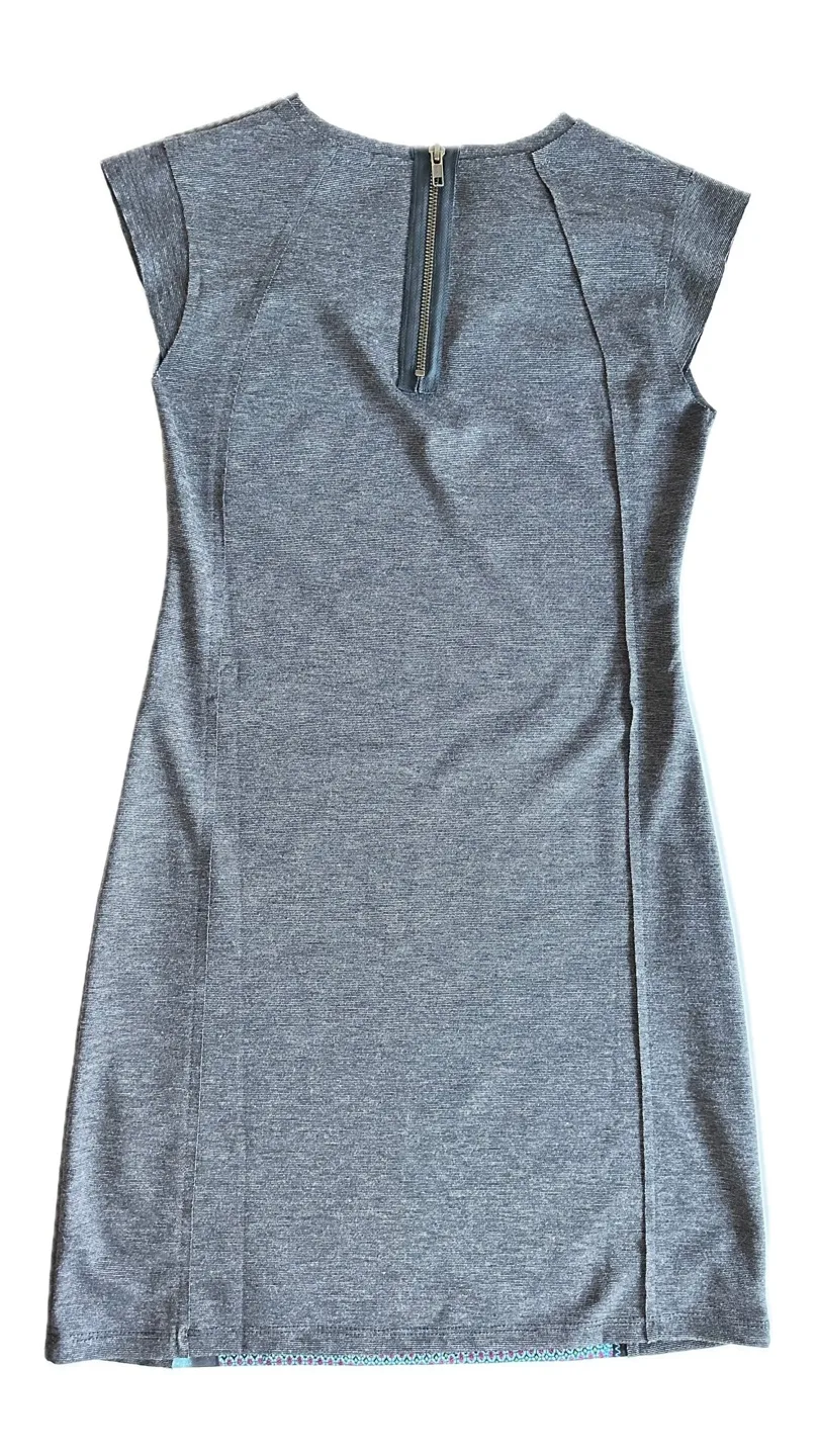 Desigual Patchwork Dress Geometric Pattern Grey Blue Size Small image indicator(9)