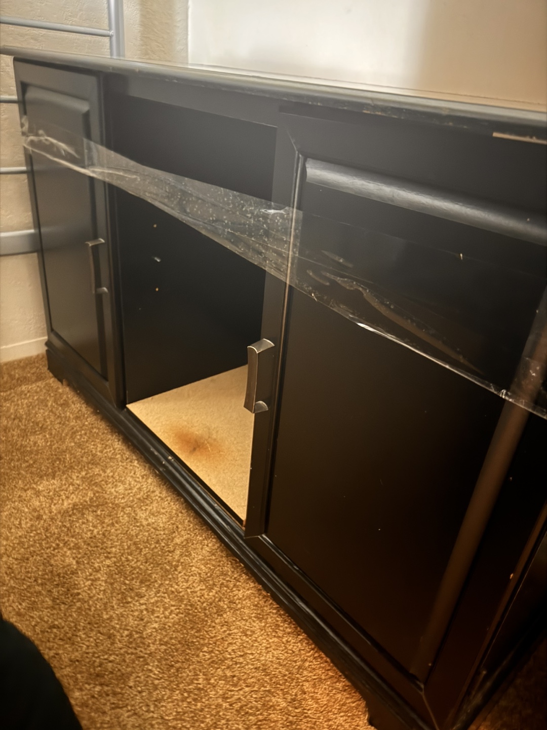 Black Wooden TV stand with shelves - photo 2