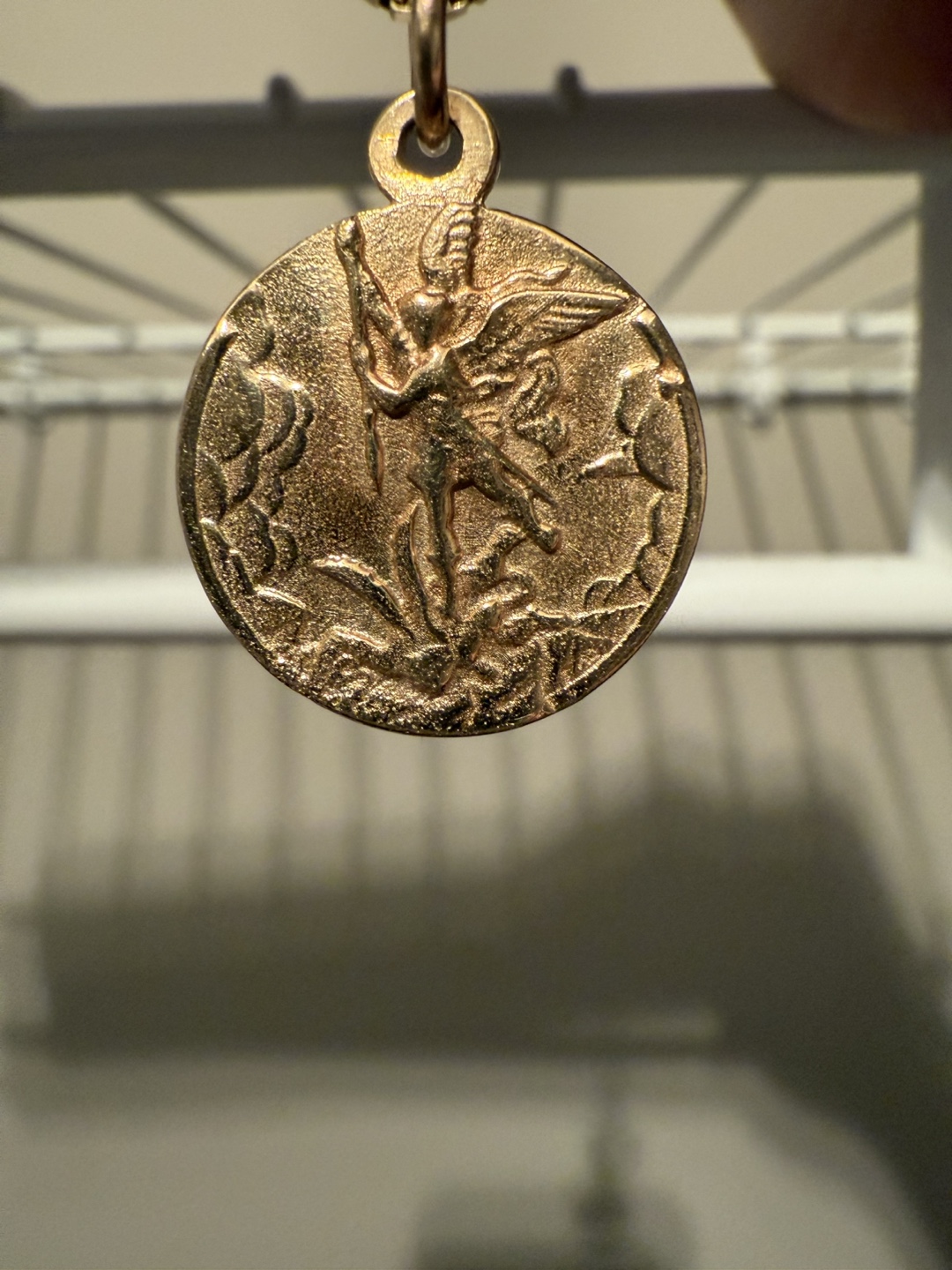 Saint Micheal & parachute man gold chain. 10k - photo 2