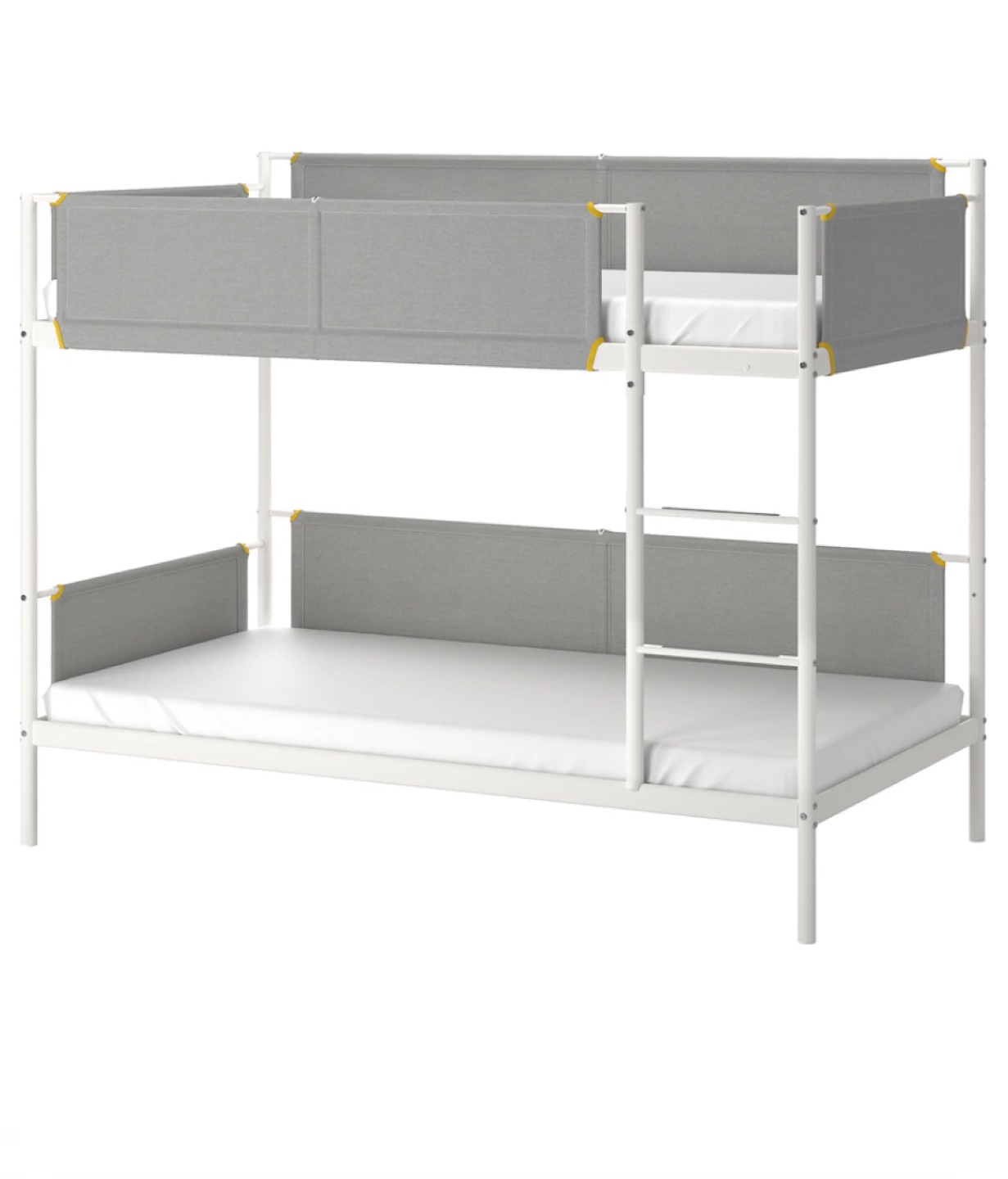 Twin Bunk Bed with Grey Fabric Headboards