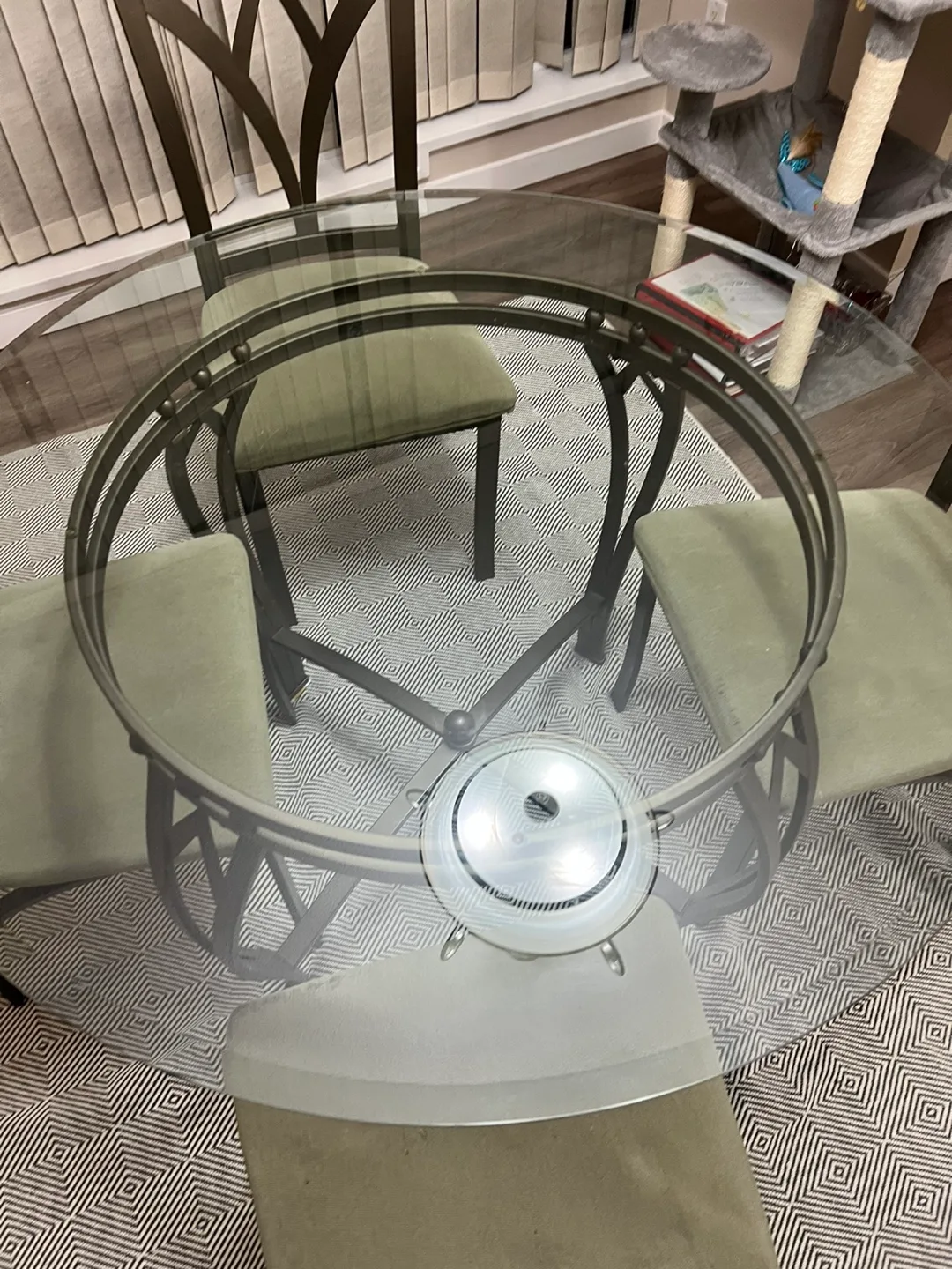 Glass dining table and four chairs image indicator(2)