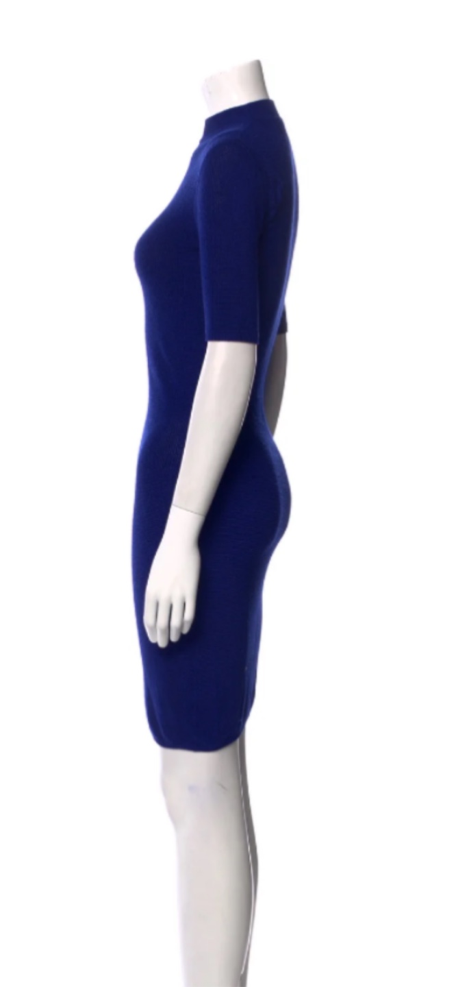 Alexander Wang Mock Neck Blue Knit Dress - Xs - photo 2