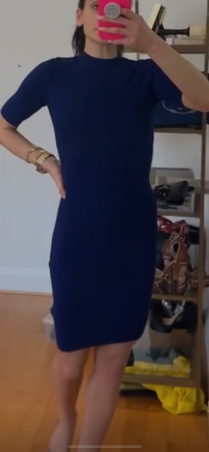 Alexander Wang Mock Neck Blue Knit Dress - Xs - photo 4