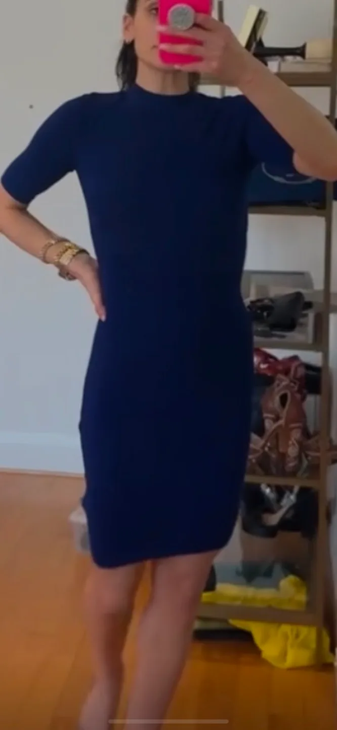 Alexander Wang Mock Neck Blue Knit Dress - Xs image indicator(4)