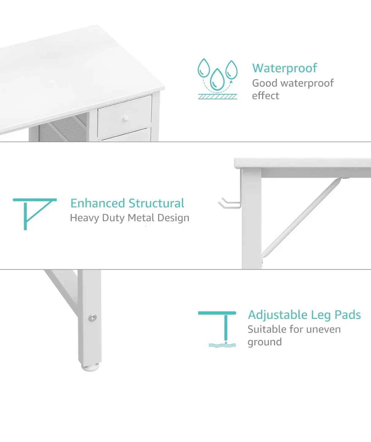 White Computer Desk with 4 Drawers image indicator(3)