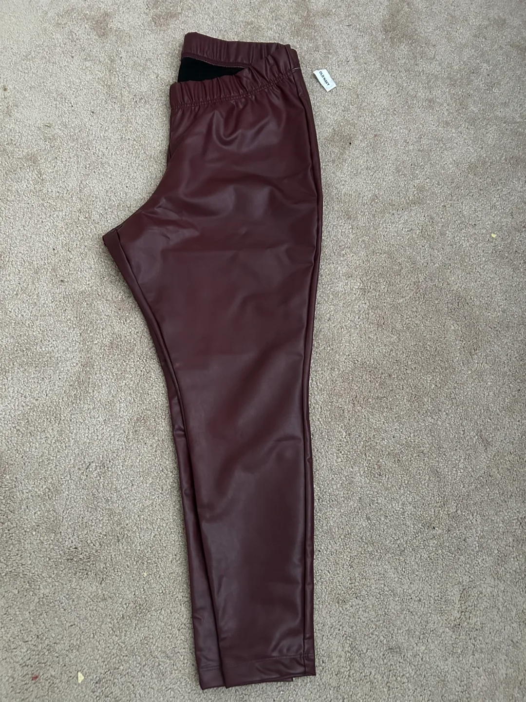 Old Navy Burgundy Faux Leather Leggings Size XL image indicator(3)