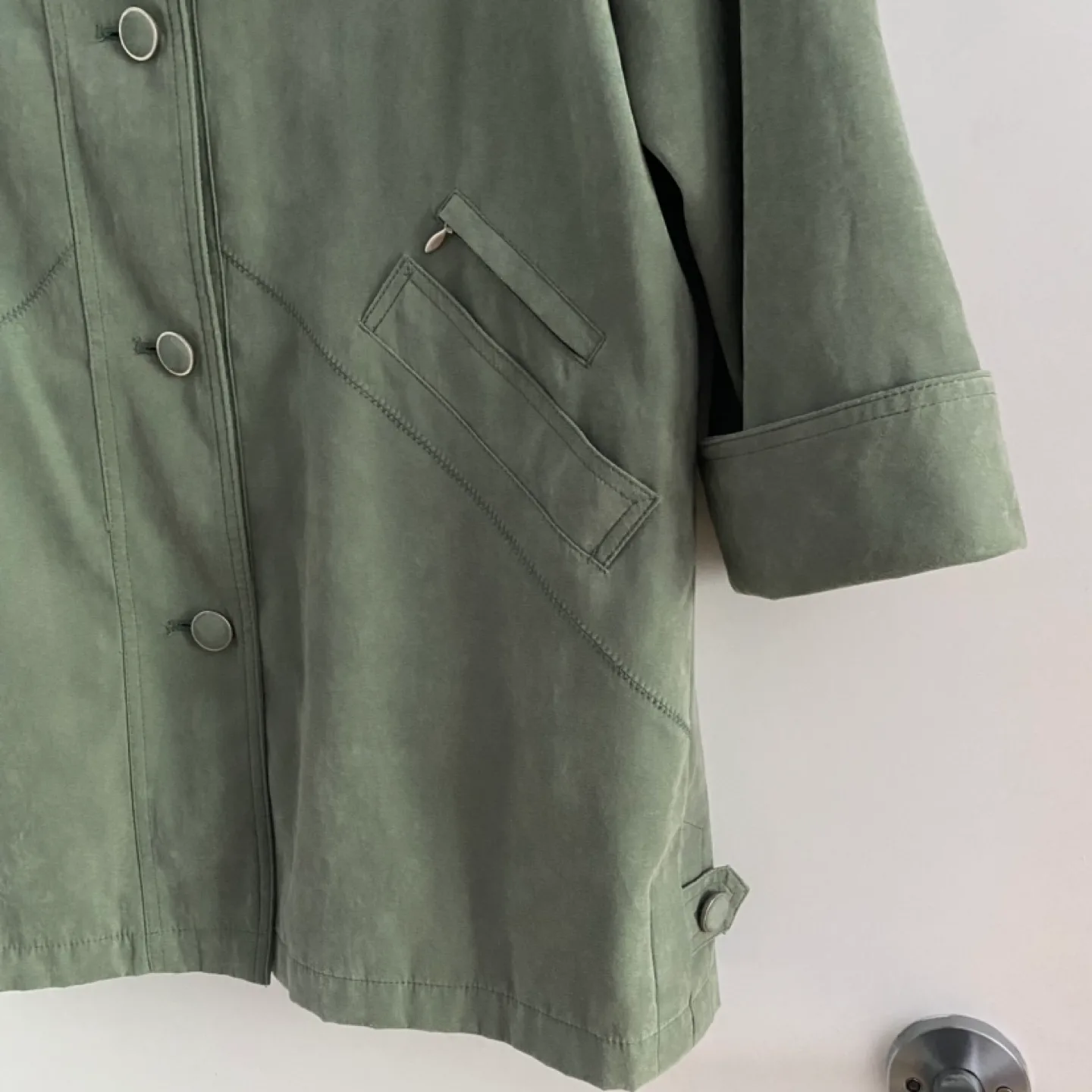 Vintage Fennelli Elegant Green Trench Coat image indicator(3)