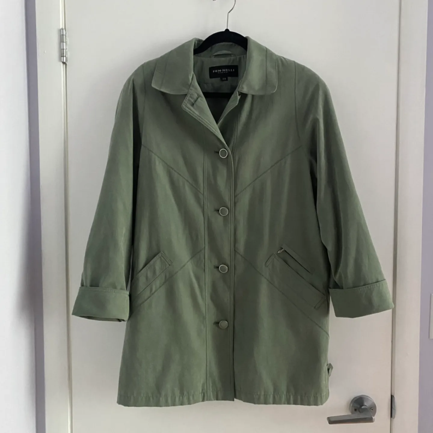 Vintage Fennelli Elegant Green Trench Coat thumbnail