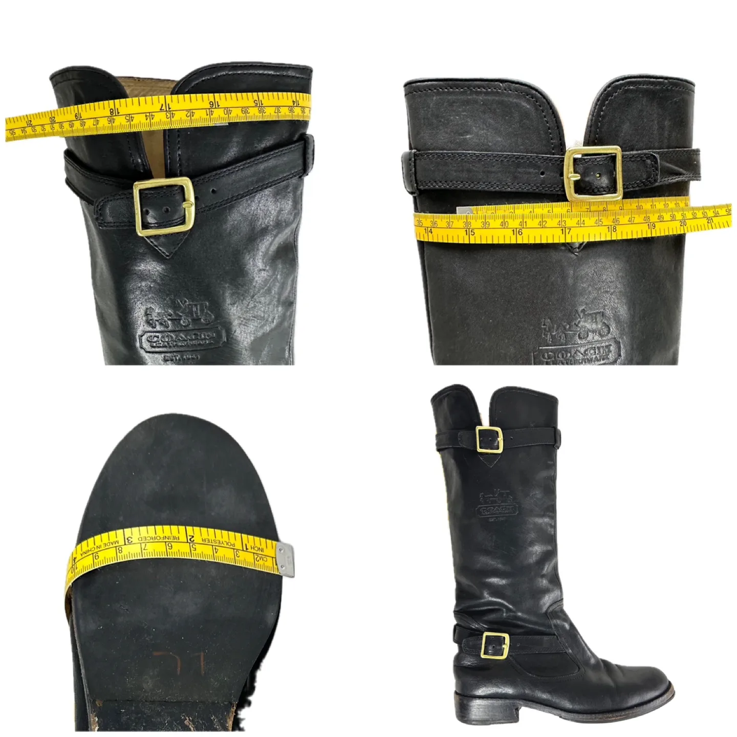 Coach Black Leather Knee High Riding Boots Size 7.5 B image indicator(10)