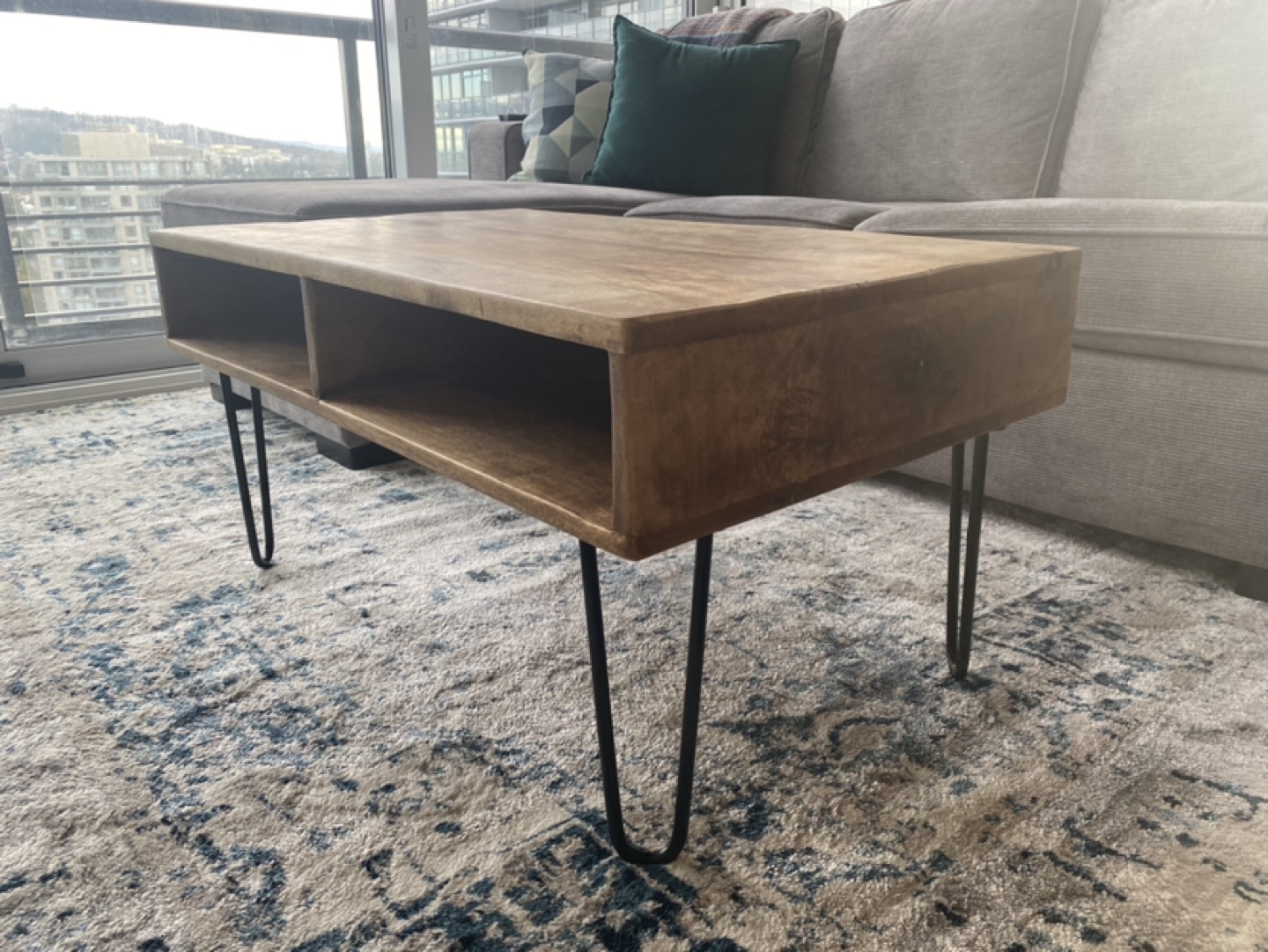 Wooden Coffee Table with Hairpin Legs - photo 2