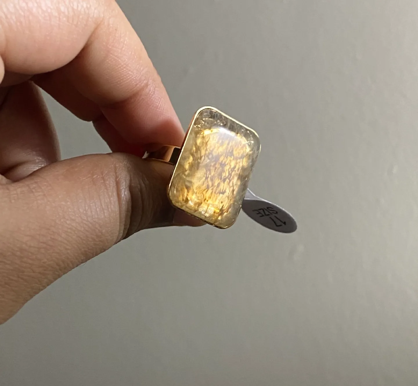 Gold plated natural stone Unisex ring image indicator(4)