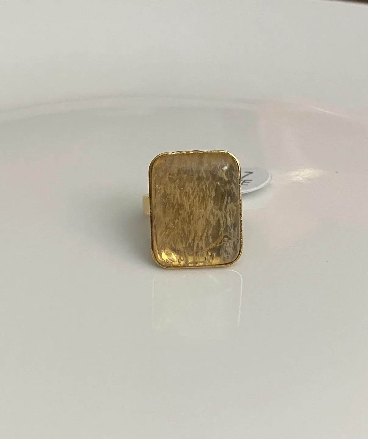 Gold plated natural stone Unisex ring image indicator(2)