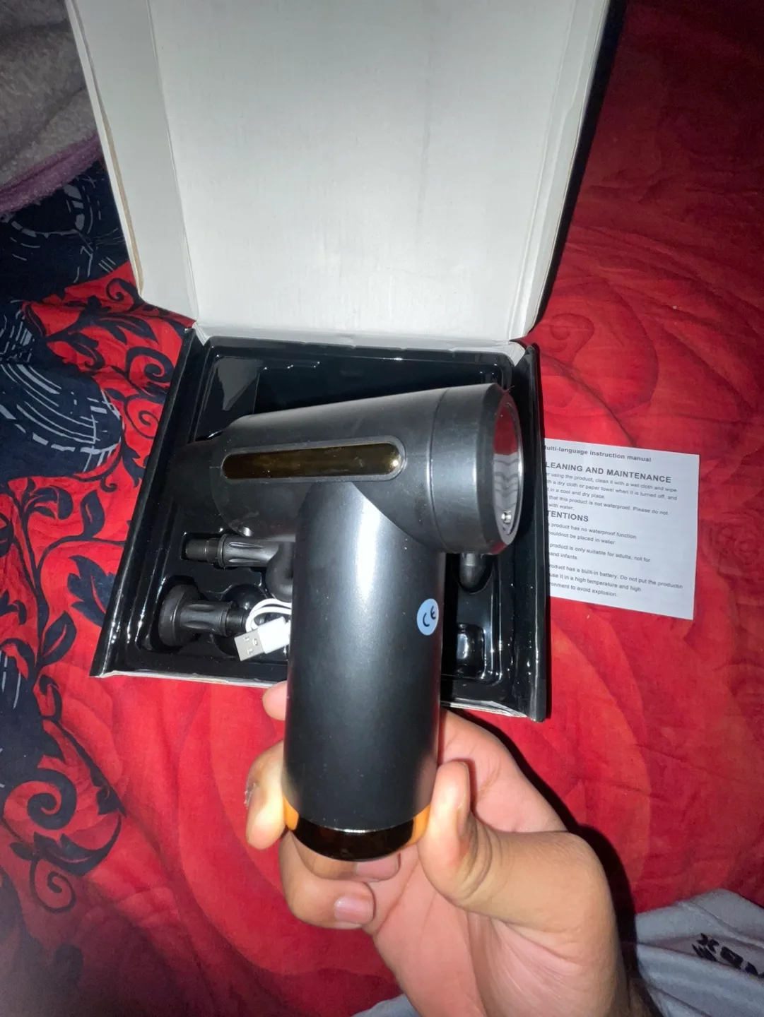 Brand New - Powerful Massage Gun w/ 4 Massage Heads & Charger image indicator(4)