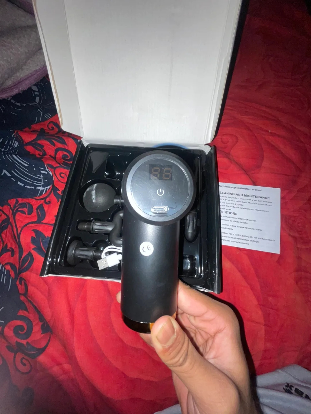 Brand New - Powerful Massage Gun w/ 4 Massage Heads & Charger image indicator(3)