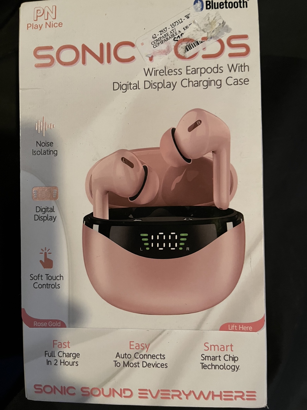 Sonic Buds Wireless Earpods with Digital Display Charging Case