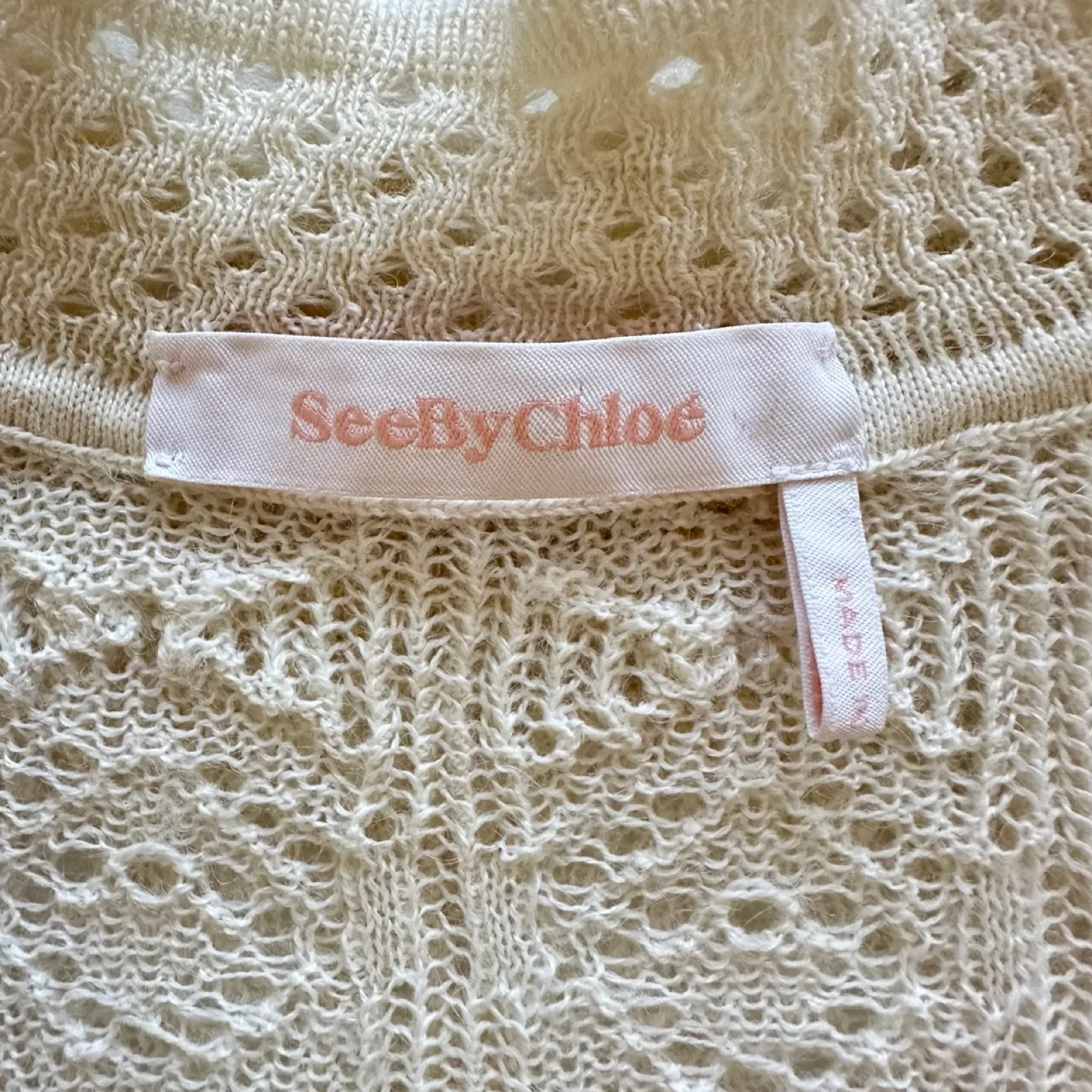 See By Chloe Alpaca Wool White Crop Sweater Frilly Mock Neck S image indicator(3)