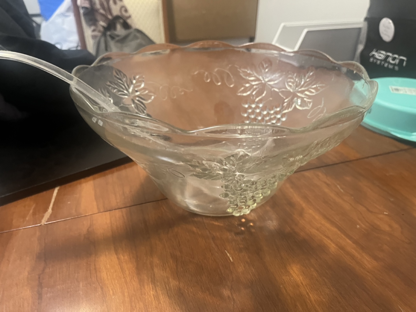Vintage Glass Punch Bowl with Ladle - photo 2