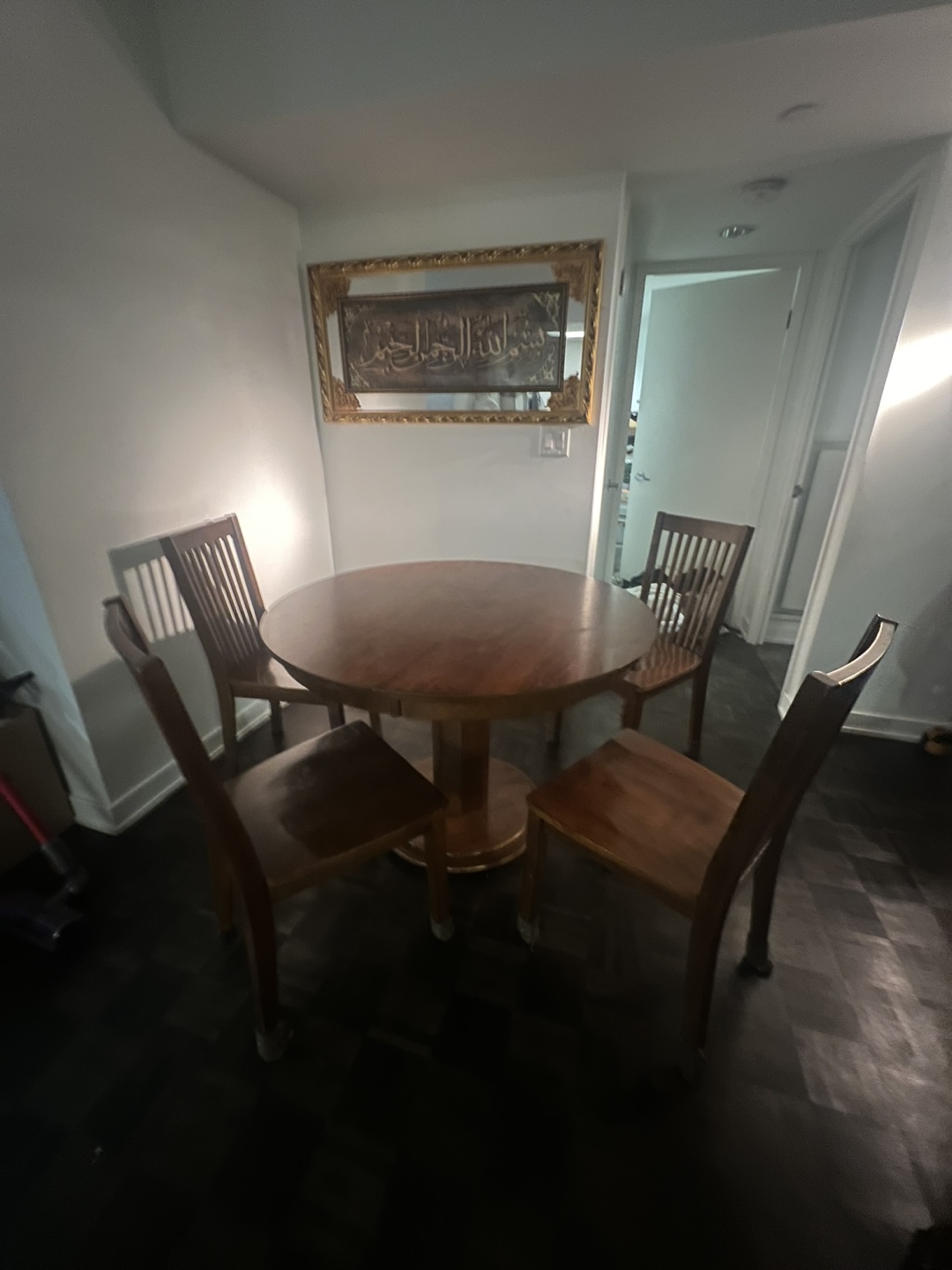 Round Wooden Dining Table and 4 Chairs - photo 2