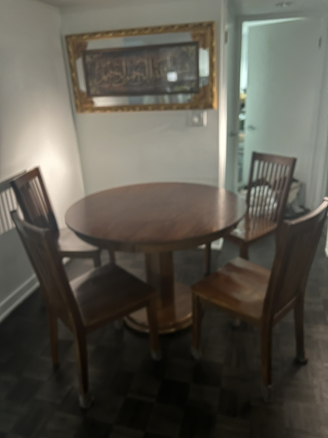 Round Wooden Dining Table and 4 Chairs