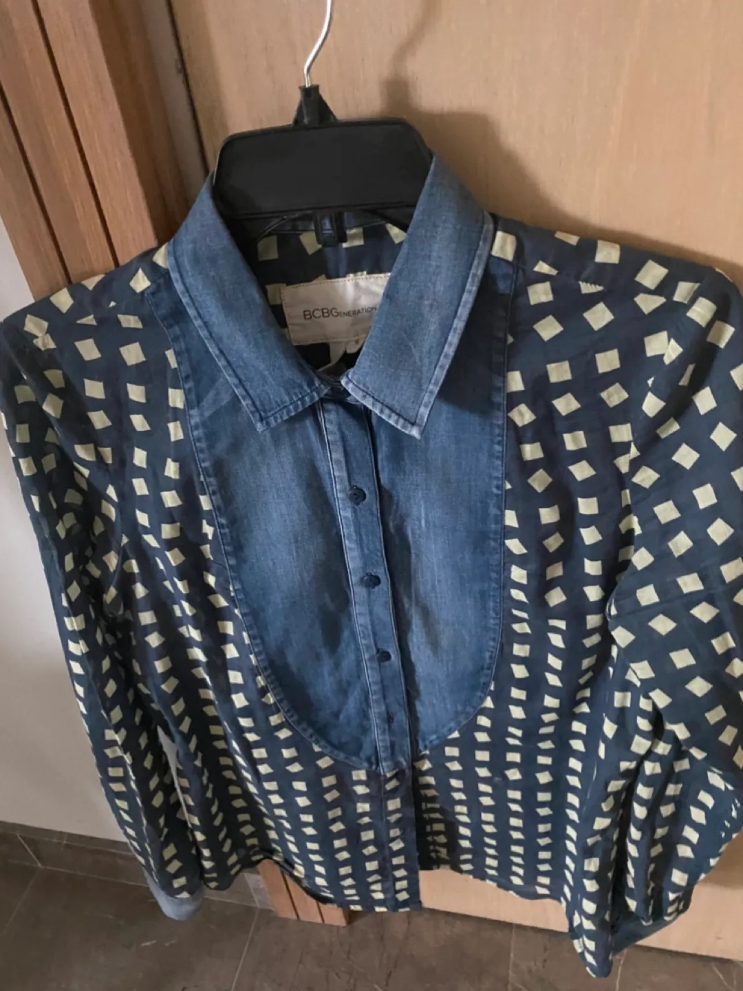 BCBG Generation Blue Denim & Patterned Blouse image indicator(5)