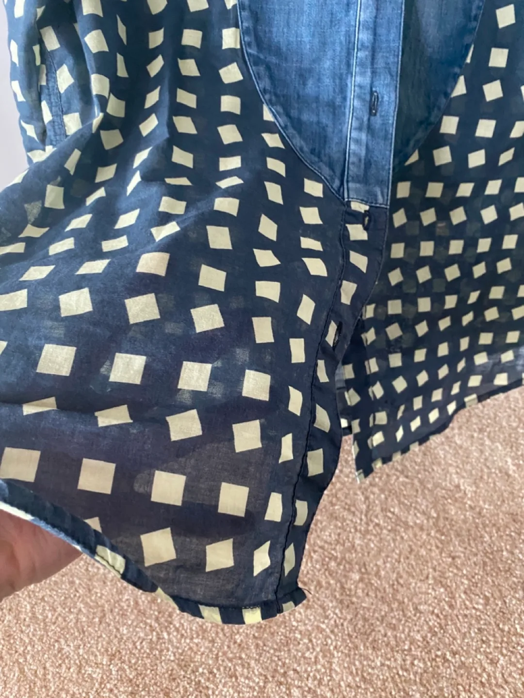 BCBG Generation Blue Denim & Patterned Blouse image indicator(6)