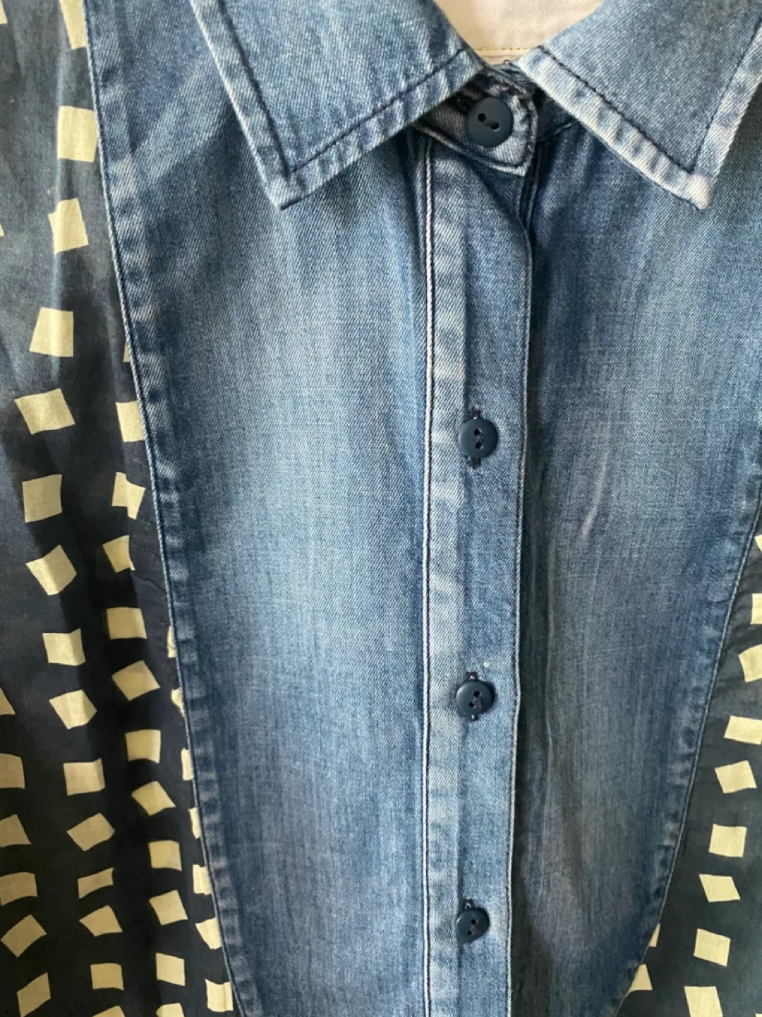 BCBG Generation Blue Denim & Patterned Blouse image indicator(3)