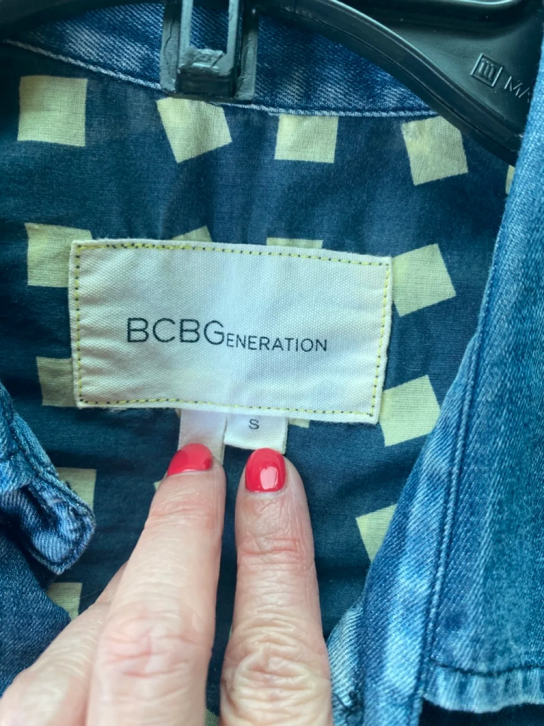 BCBG Generation Blue Denim & Patterned Blouse image indicator(4)