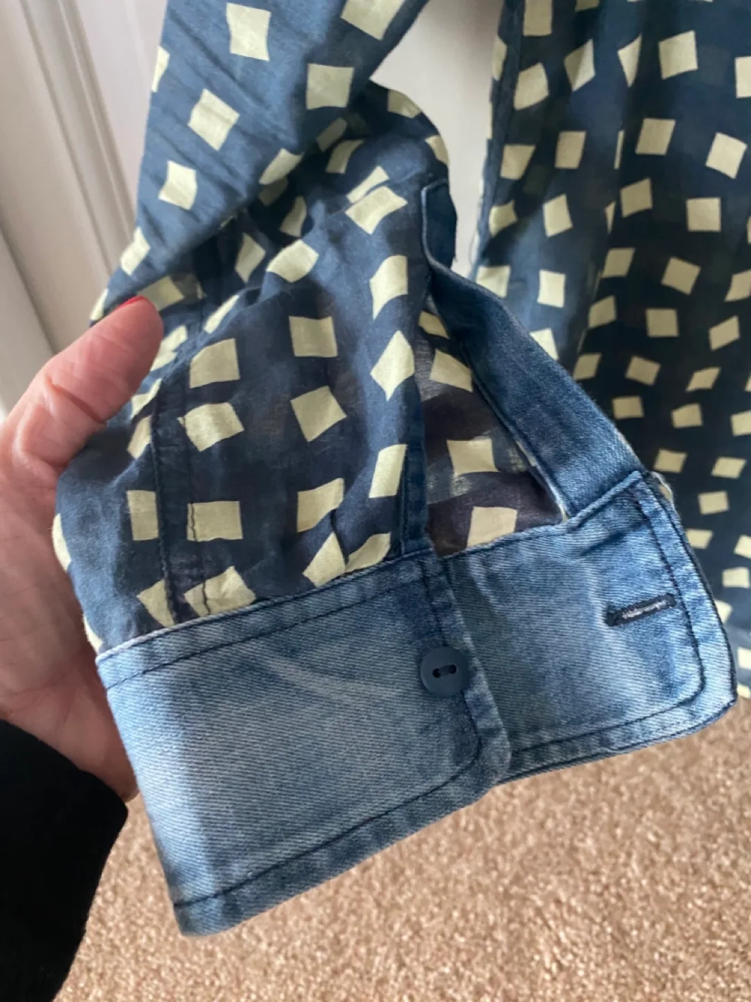 BCBG Generation Blue Denim & Patterned Blouse image indicator(7)