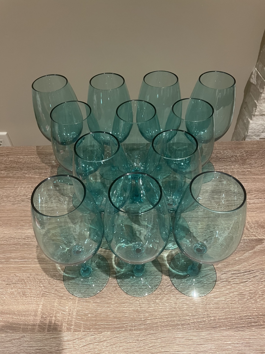 Set of 12 Aqua Blue Wine Glasses - photo 4